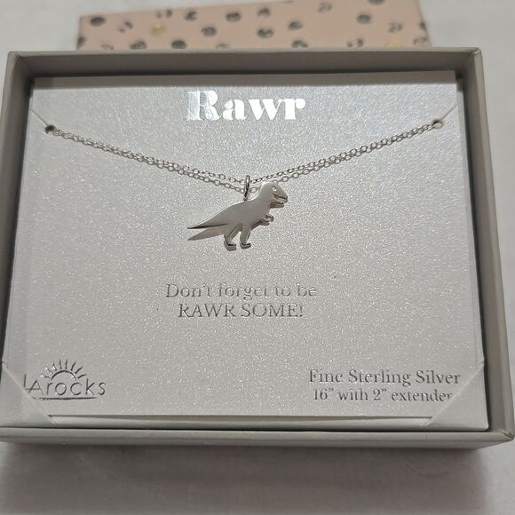 Sterling Silver Dinosaur Pendant Necklace - Picture 1 of 7
